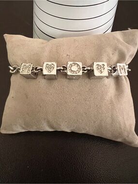 Swarovski Silver Tone 6 3/4” Mom Dice Bracelet